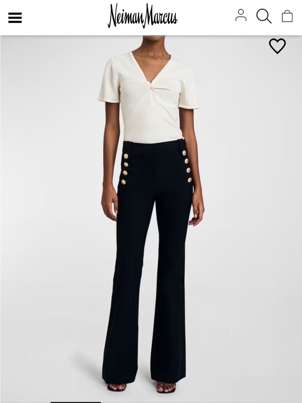 10 Crosby Derek Lam Black High-Waist Flare Pants with Gold Buttons
